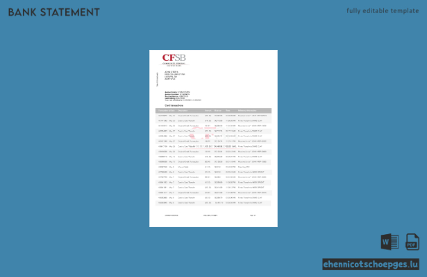 Beispiel für einen Kontoauszug der kanadischen CFSB (Consumer Federal Securities Bank) – Vorschau